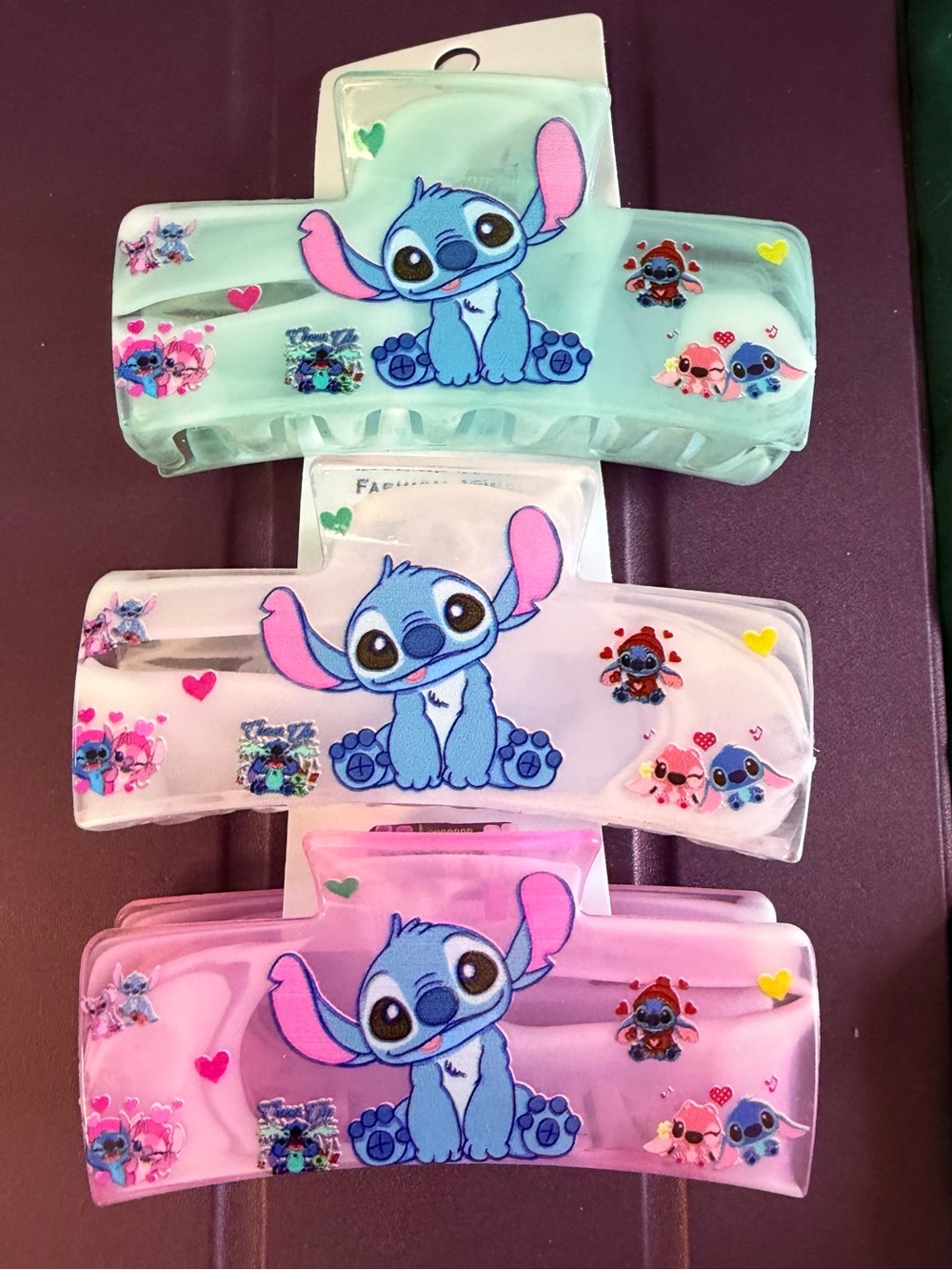 Cute Stitch Claw Clip for Girls - Mint, White, Pink